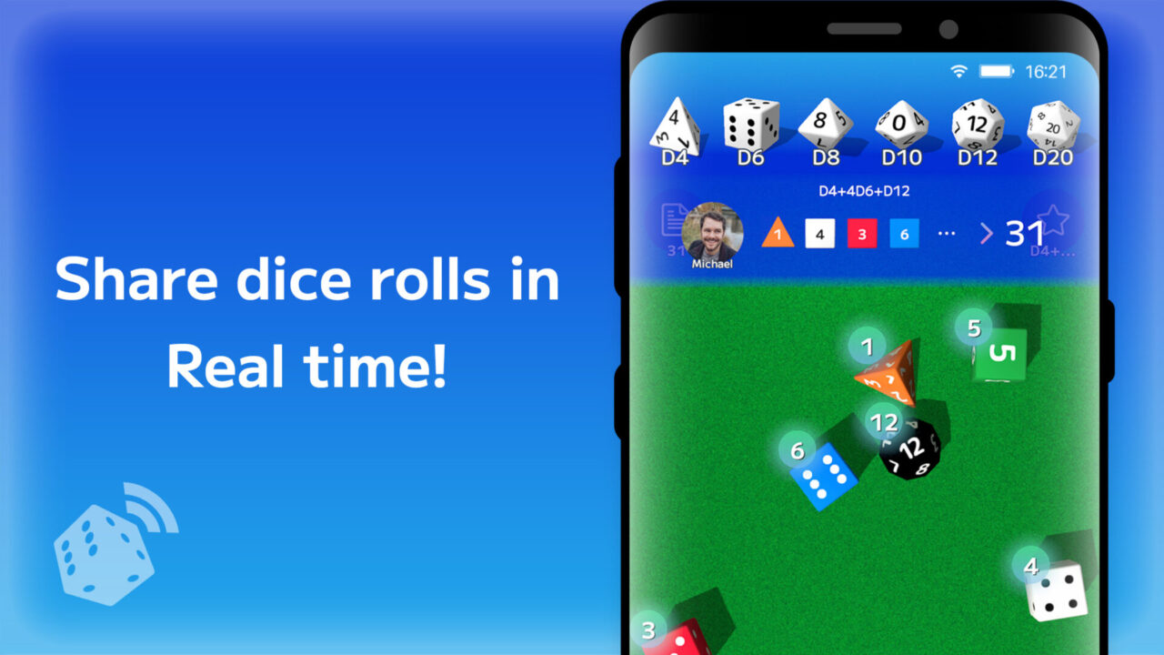 Share dice rolls in Real time!